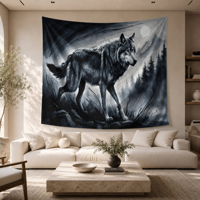 Tapisserie murale «Wildlife Grey Wolf», 26 po x 36 po