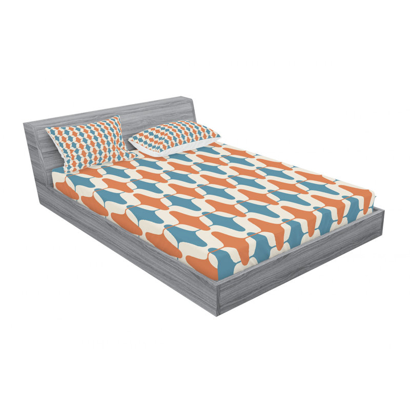 Microfiber Patterned Fitted Sheet, Queen Fitted Sheet with 2 Pillowcases