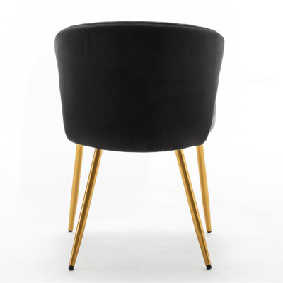 Chaise d'appoint moderne en velours sans accoudoirs, chaise de salle à manger capitonnée avec pieds en métal doré, chaise d'appoint rembourrée pour le salon et les petits espaces