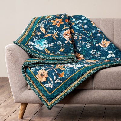 Couverture jetée Maison d'Hermine Loft de luxe - Bleu sarcelle foncé 100 % coton - 152 cm x 203 cm