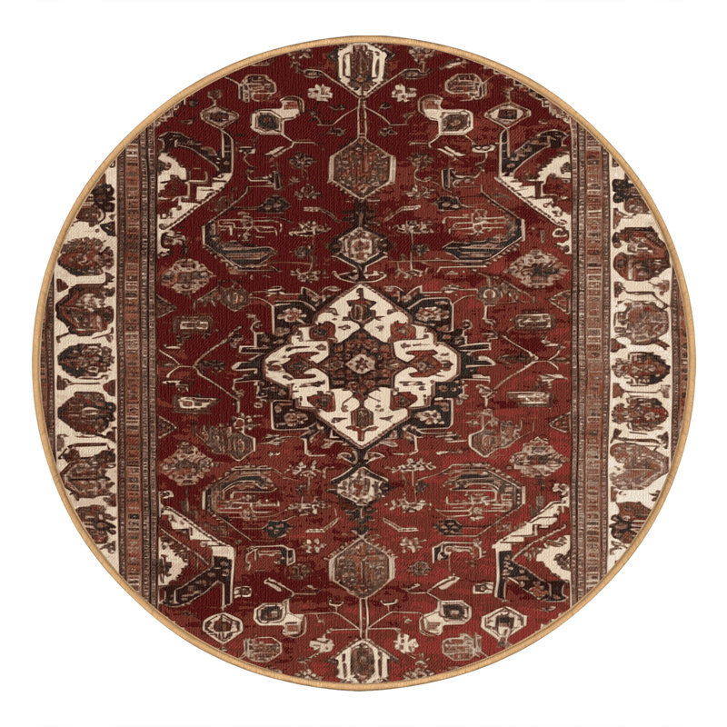 Tapis brun lavable à la machine, Rond 3 pi x 3 pi
