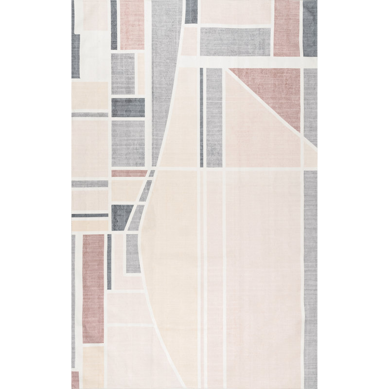 Dannie SpinClean Modern Geometric Machine Washable Area Rug, Rectangle 5' x 8'