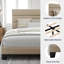 Structure de lit plateforme avec tête de lit tapissier en tissu et support en lattes de bois-705834763-705834753