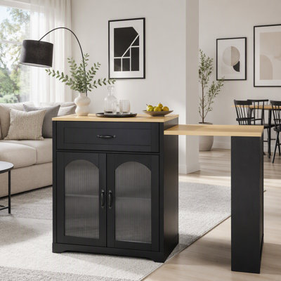 Table de comptoir extensible avec roues, table de bar avec prise de courant intégrée, armoire à vin de ferme avec tiroirs double-face, convient