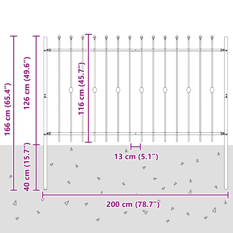 Powder-Coated Steel Fence Panels Included, 166cm H x 200cm W