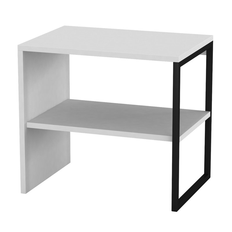 Rahki 40cm W Steel Bedside Table, White, Set of 2