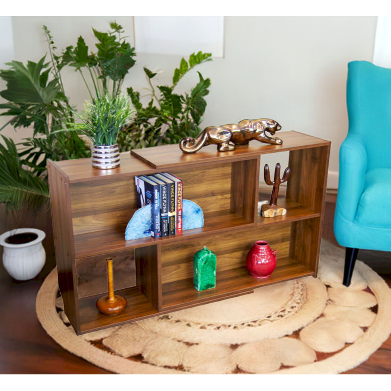 Ava Geometric Bookcase, Cocoa Walnut