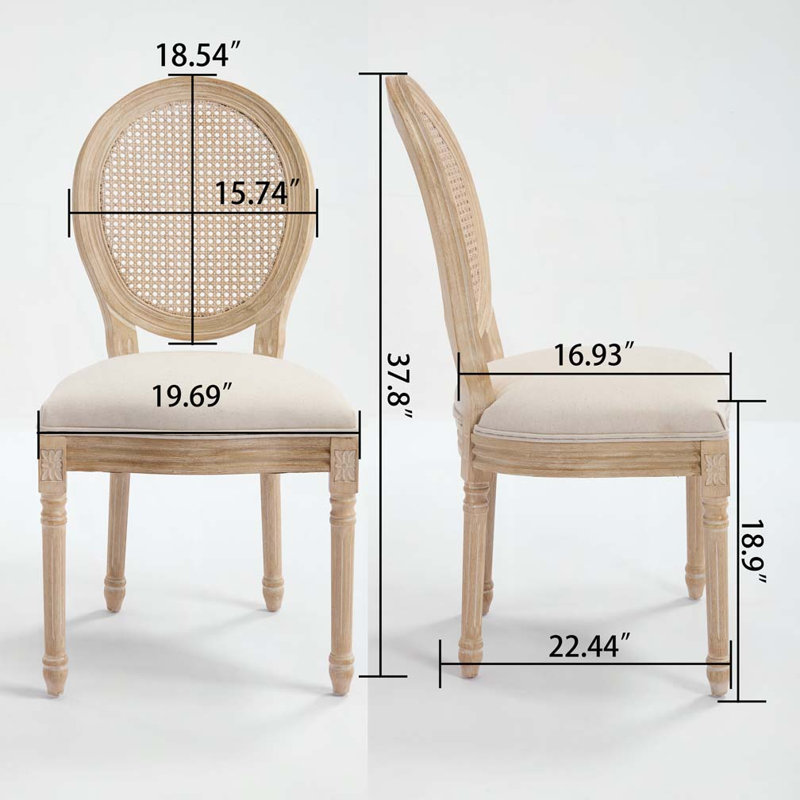 Chaises rembourrées avec dossier rond en rotin naturel