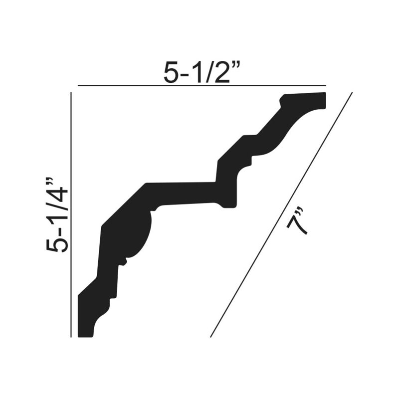 Moulure à couronne en polyuréthane à œuf long 5-1 / 4 po x 5-1 / 2 po x 6 po