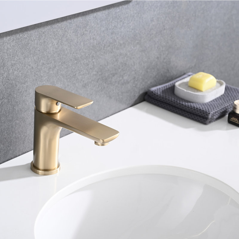 Robinets de lavabo de salle de bain à une poignée, Or brossé