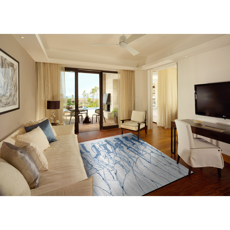 Banford Viscose Abstract Indoor Rug, Rectangle 7'3" x 9'3"