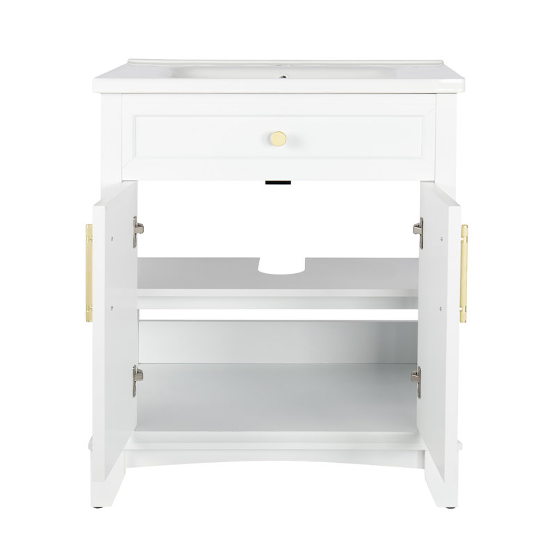 Meuble-lavabo 28 po avec comptoir en céramique, Blanc