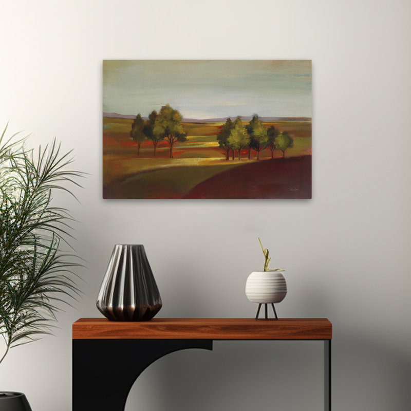 Paysage d'été - Terres brunes aux tons de terre - vert, H 24 po x l 16 po