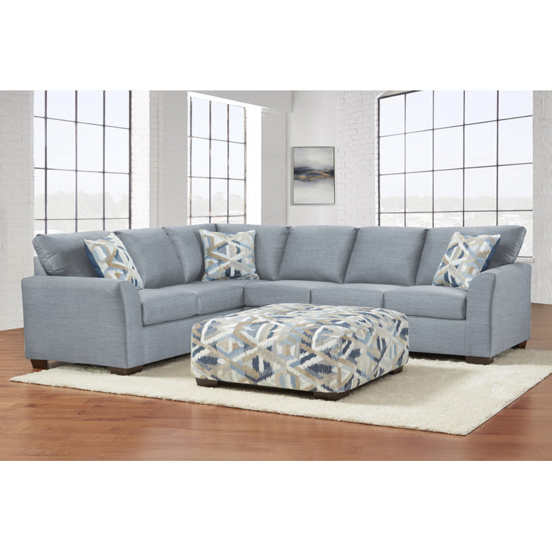 Canapé modulaire faisant face à la gauche en mélange de polyester de 123 po de largeur Keisha, Mélange de polyester gris