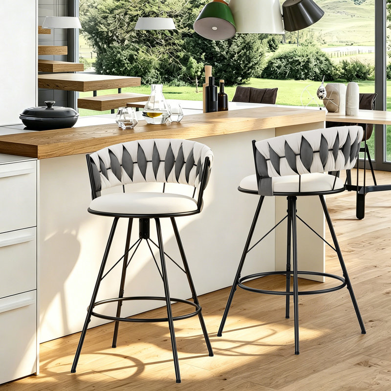 Tabourets de bar rembourrés, Grey, Counter Stool (26" Seat Height)