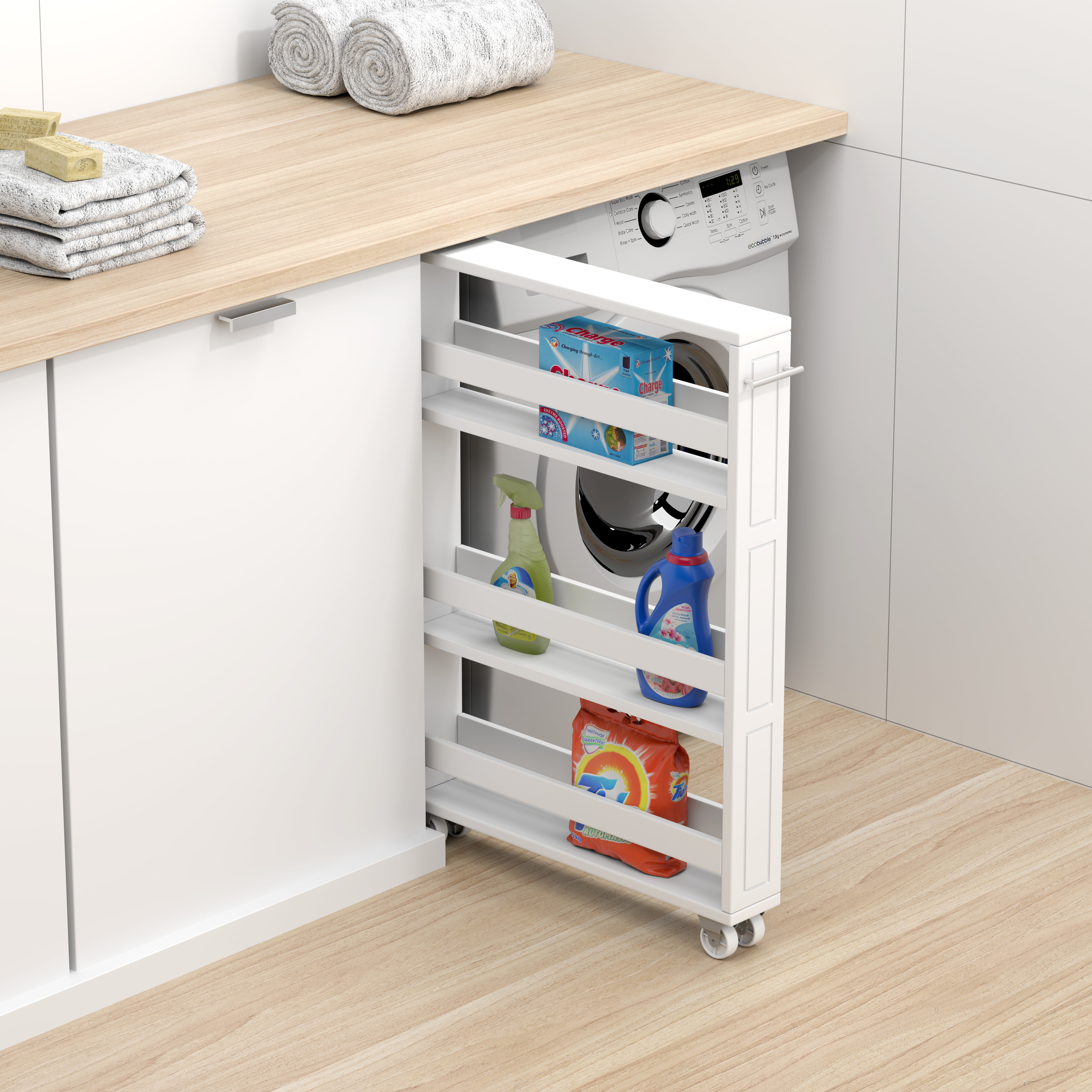 Narrow Rolling Pantry Shelf Slim Storage Cart, Kitchen Rolling Cart,
