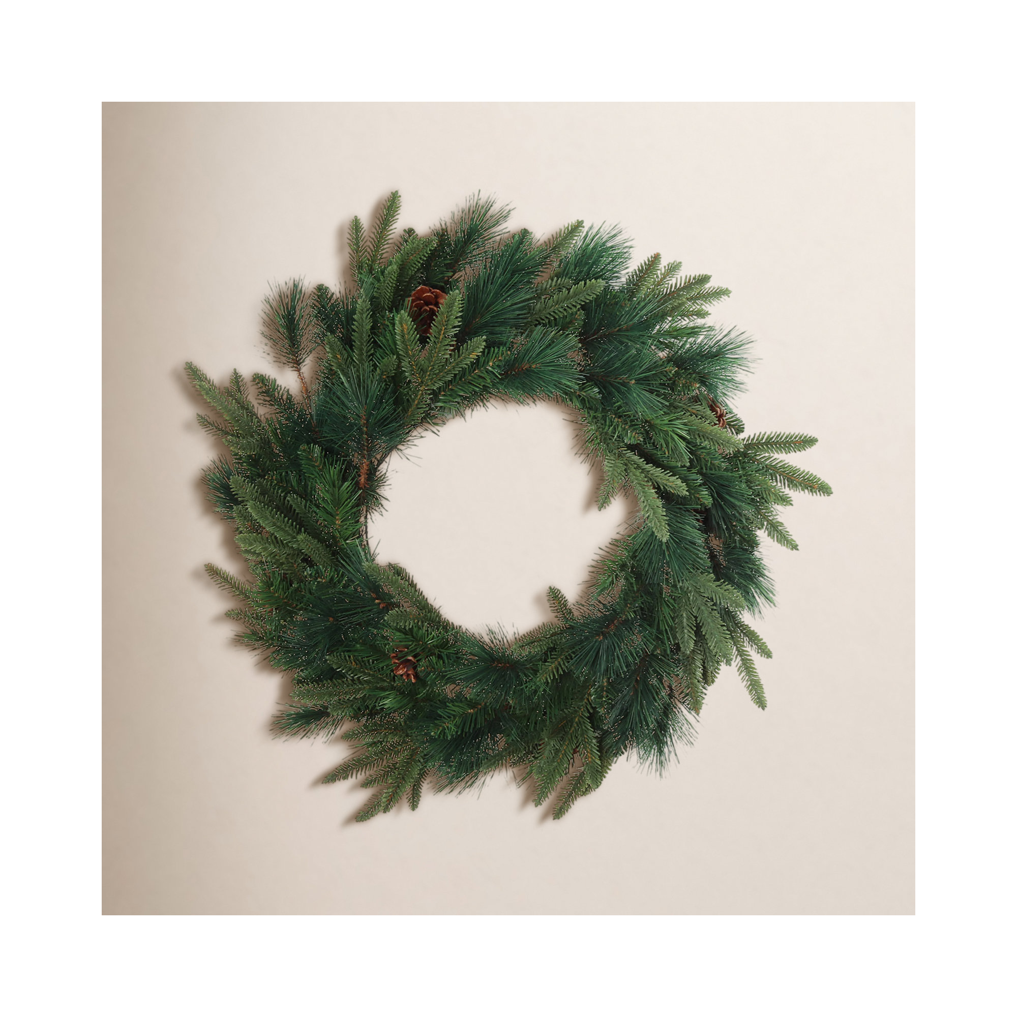 24" Tall Artificial Wreath Pine W Natural Cones Indoor Outdoor Front Door Decor For Christmas