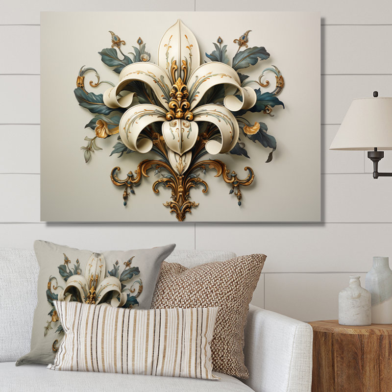 Fleur-De-Lis A Lilly Flower Ii - Symbols Wall Art, H 24 po x l 32 po x P 1 po, Toile tendue