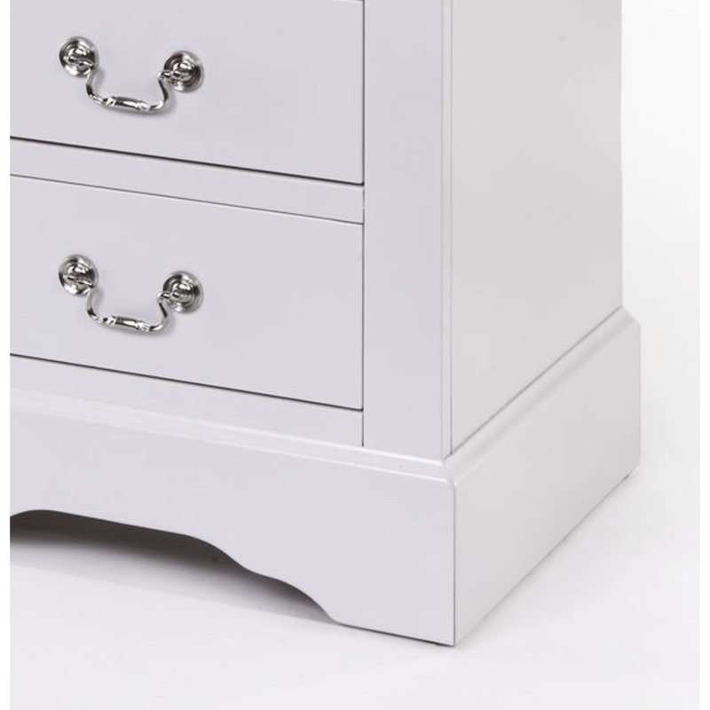 Table de chevet blanche Modern Iii - Construction et look élégant avec deux tiroirs pour la beauté de la chambre à coucher