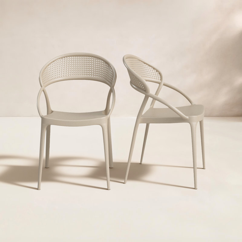 Farrah Stacking Patio Dining Armchair, Taupe