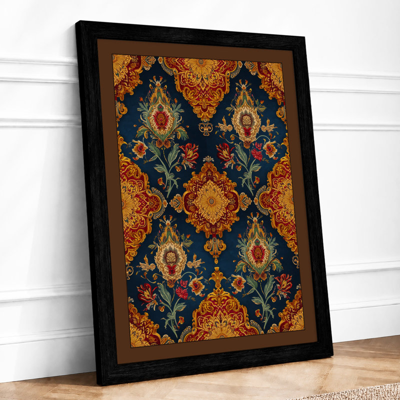 Persian Jewel Lattice Eclectic - Framed Print, A2 - 59.4 x 42.0 cm, Black