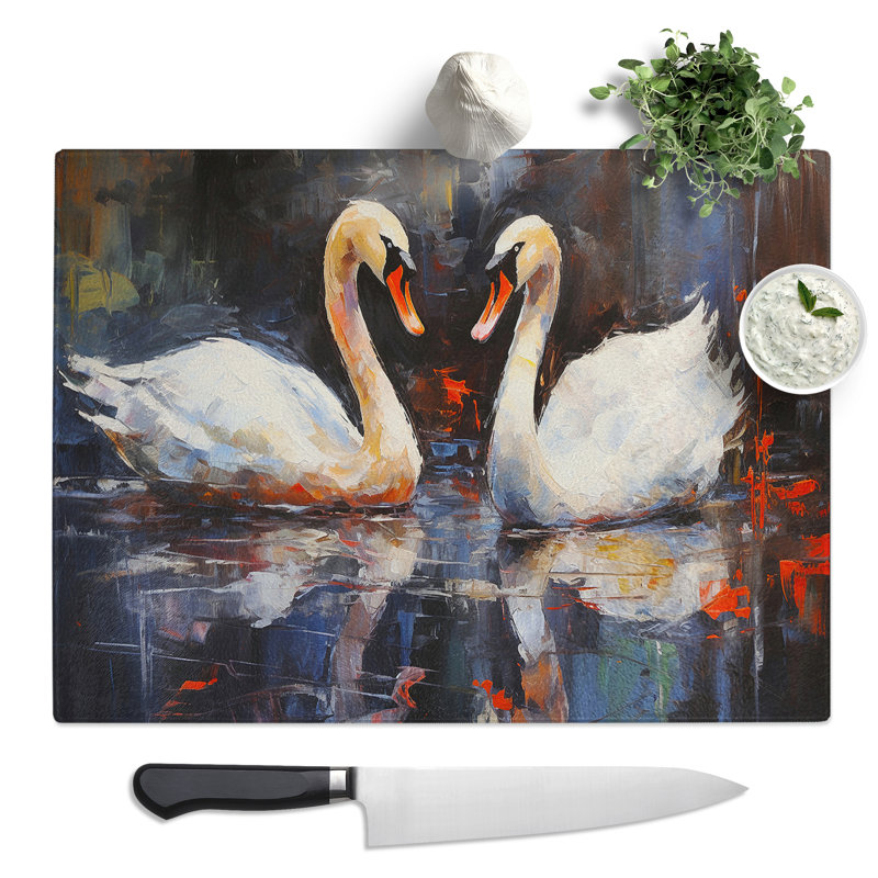 Swan Gestural No.2  Glass Chopping Board