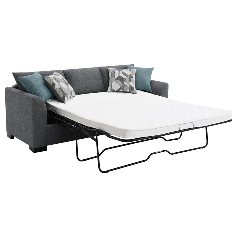 Storia Sleeper Sectional Chaise Sofa, 4 Pillows, 84 Inch, Heather Gray Fabric