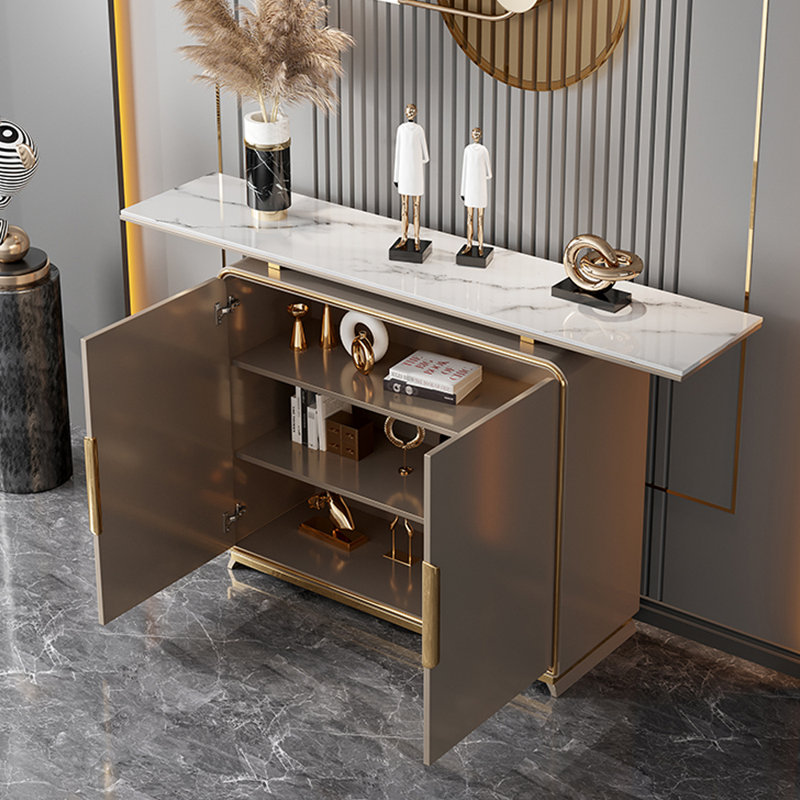 Armoire d'entrée italienne, Or champagne, H 35,4 po x l 59,1 po x P 13,8 po