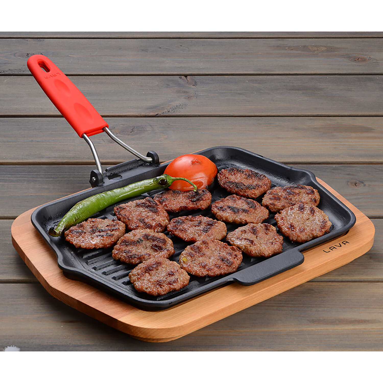 Cast Iron Grill Pan for Stove Tops, with Silicone Handles, Steak Pan  Perfect for