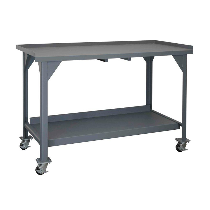 Établi avec plan de travail en acier l 60 po mobile 2 tablettes, H 60 po x l 39,50 po x P 30 po