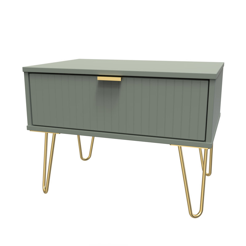 Talita 1 Drawer Wide Side Table, Green/Gold
