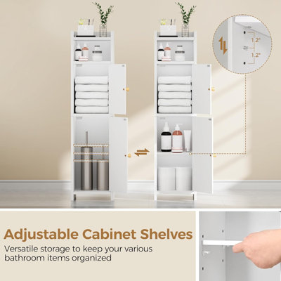 Small Bathroom Cabinet ,Bathroom Storage Cabinet With Adjustable Shelves, 2 Doors,Narrow Toilet Paper Cabinets