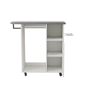 Rolling Ironing Board With Storage, Ironing Board Cart With Storage, Multipurpose Ironing Board Cabinet, Ironing Station On Wheels, Ironing Board Compact Ironing For Laundry Room, Bedroom, Cloakroom