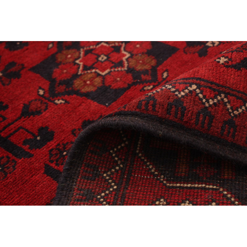 Tapis de zone en laine rouge 4 pi 1 po x 6 pi 3 po à main one-of-kind-noué la 2010s esari turque Allaina