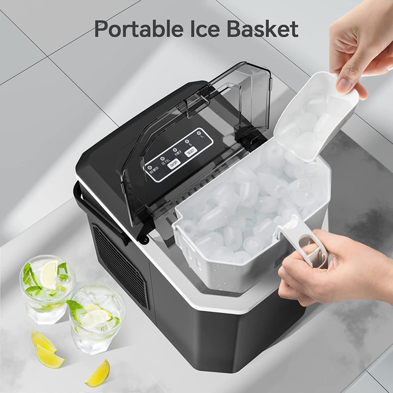 COWSAR 26 Lb. lb. Daily Production Bullet Ice Countertop Ice Maker,9 Ice Cubes Ready in 6 Mins,2 Ice Cube Sizes Available,Automatic Cleaning