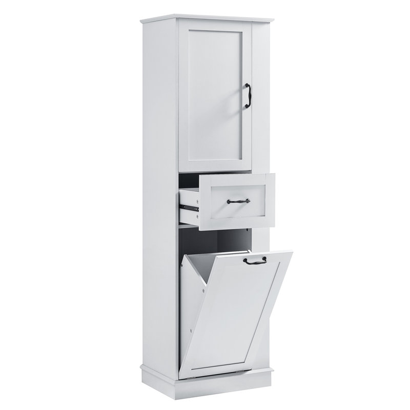 Soft - Close Hinges, 80Lbs Capacity, Tall Cabinet, Tilt Out Compartment, Adjustable Shelves, Aluminum Alloy Handles, Bathroom, Laundry Room, Home, Gray, , Rectangle, Drawers, Door, Toppling Device