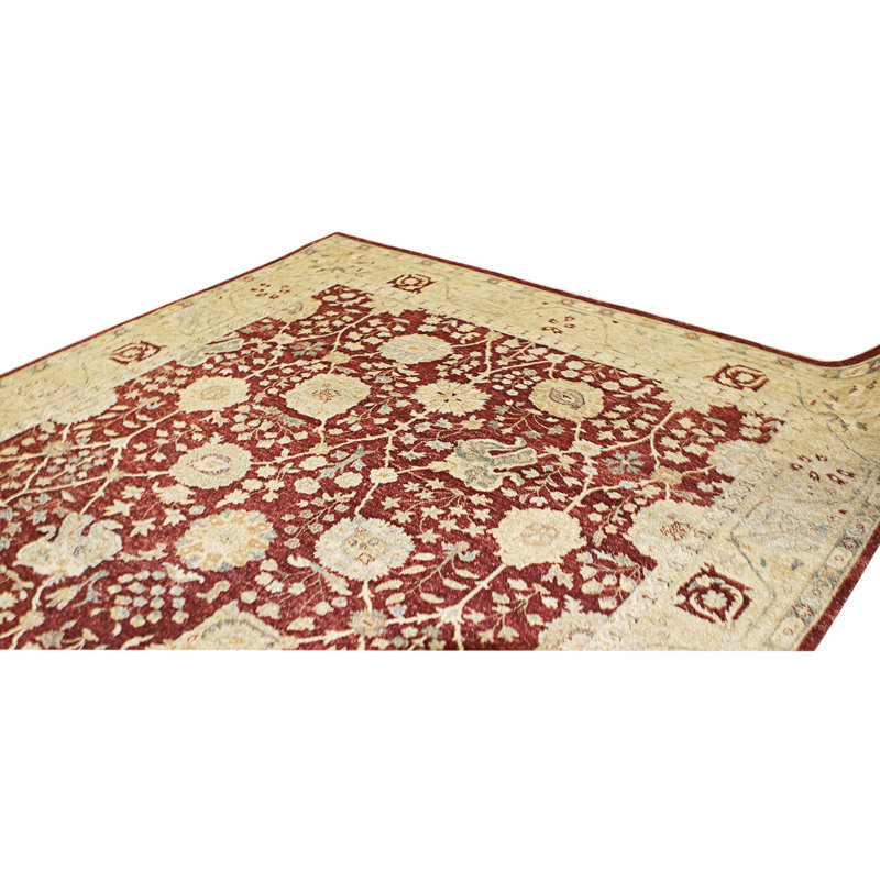 High-Quality Hand-Knotted Red And Gold Area Rug
