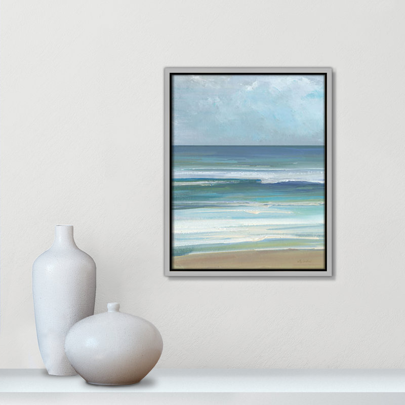 «Gentle Waves I Print» par Sally Swatland, Flottant argenté, L 12,5 po x H 15,5 po