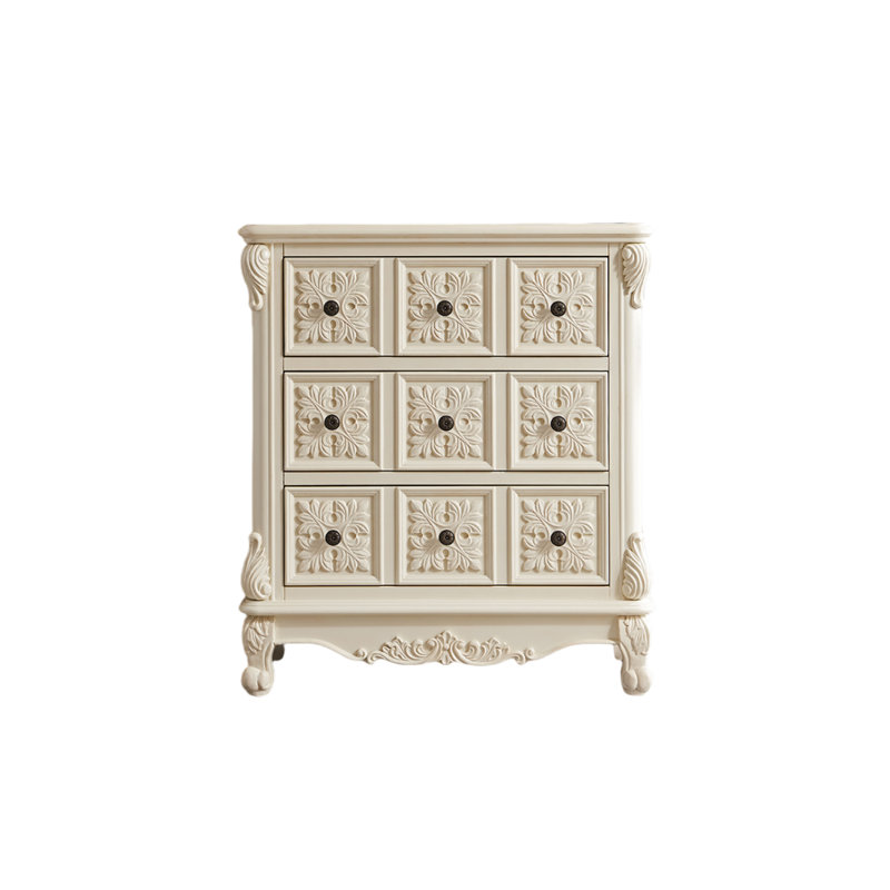 Commode d'appoint vintage grande capacité, H 35,2 po x l 31,1 po x P 15,7 po, Blanc