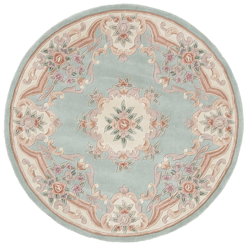 Tapis vert clair Aubusson, Rond 6 pi