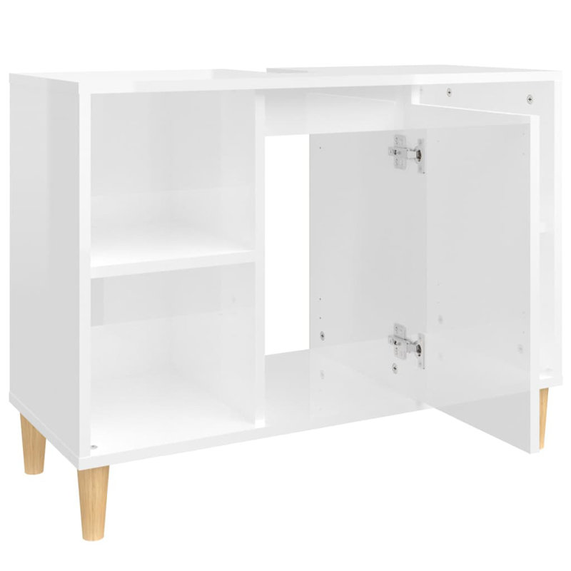 Skagway Sink Cabinet 80x33x60 cm Engineered Wood, High Gloss White