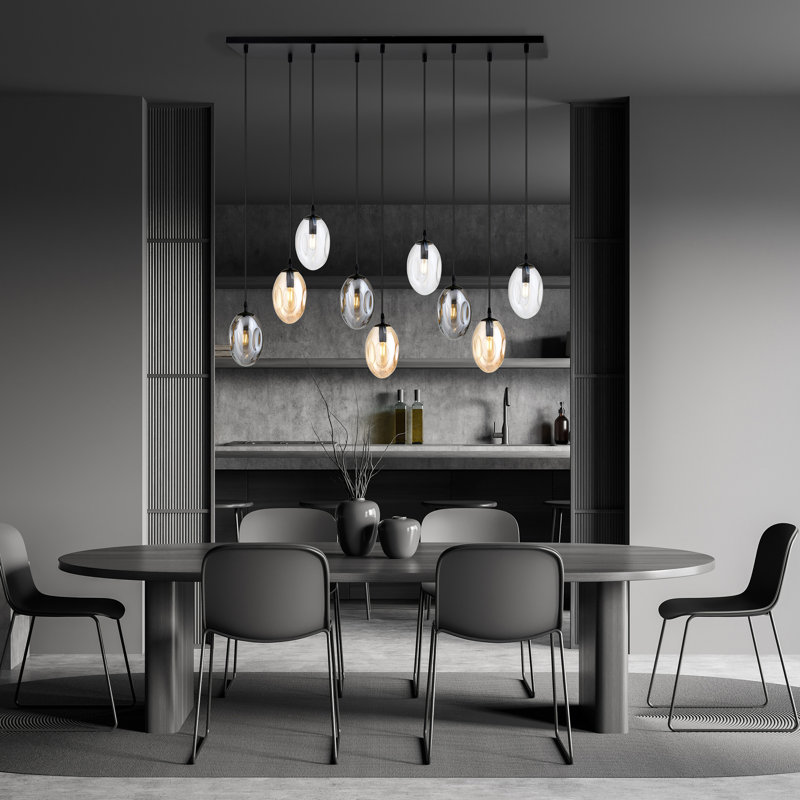 Englewood 9 - Light Black Pendant, Grey/Clear/Gold