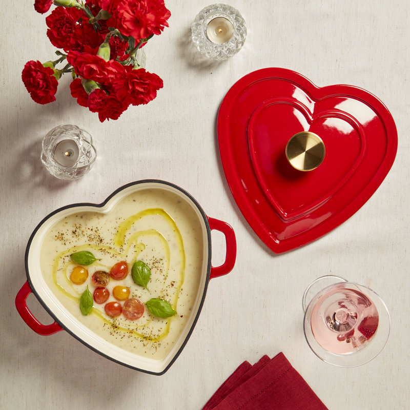 Smith & Clark 3-Quart Enameled Cast Iron Heart-Shaped Dutch Oven, Red, 3 quarts, Red