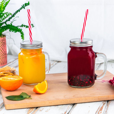 Rink Drink - Mason Drinking Jar Glasses with Straws