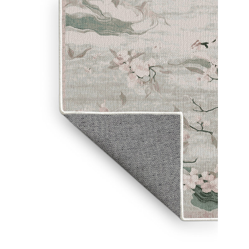 Machine Washable Beige Area Rug, Rectangle 7' x 9'