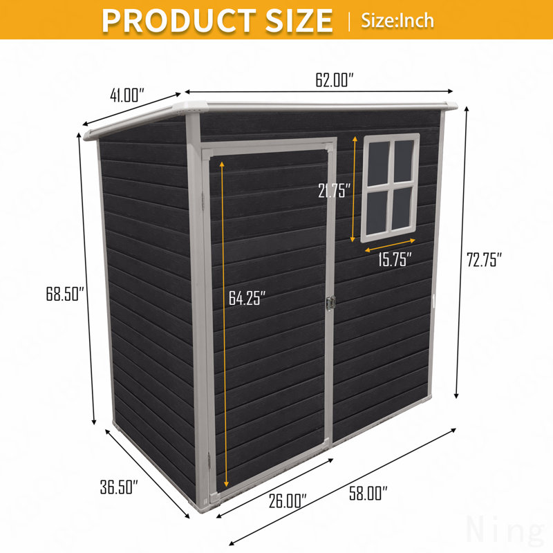 Remise de rangement extérieure en plastique 5 pi x 3 pi avec plancher