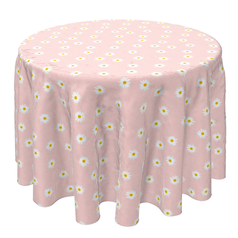 Round Floral Cotton Twill Tablecloth