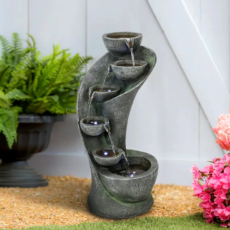 Georgescu Indoor Outdoor Weather Resistant Cascade Fountain with Lights