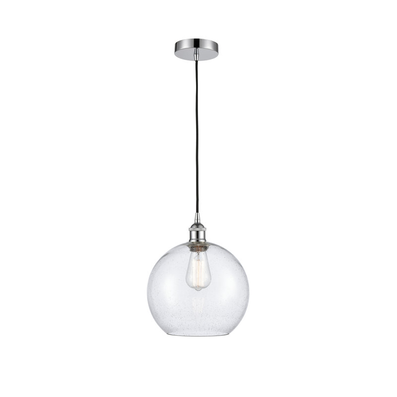 Luminaire suspendu simple à 1 lumière Ralph, H 17,38 po x l 13,75 po x P 13,75 po, Transparent, Chrome poli