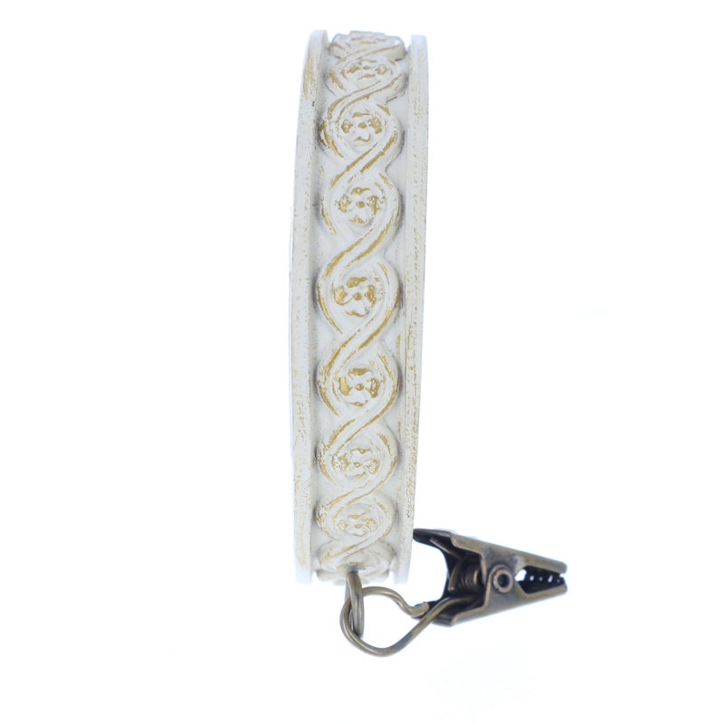 Anneau de rideau tressé fleuré Healey, Blanc doré de France